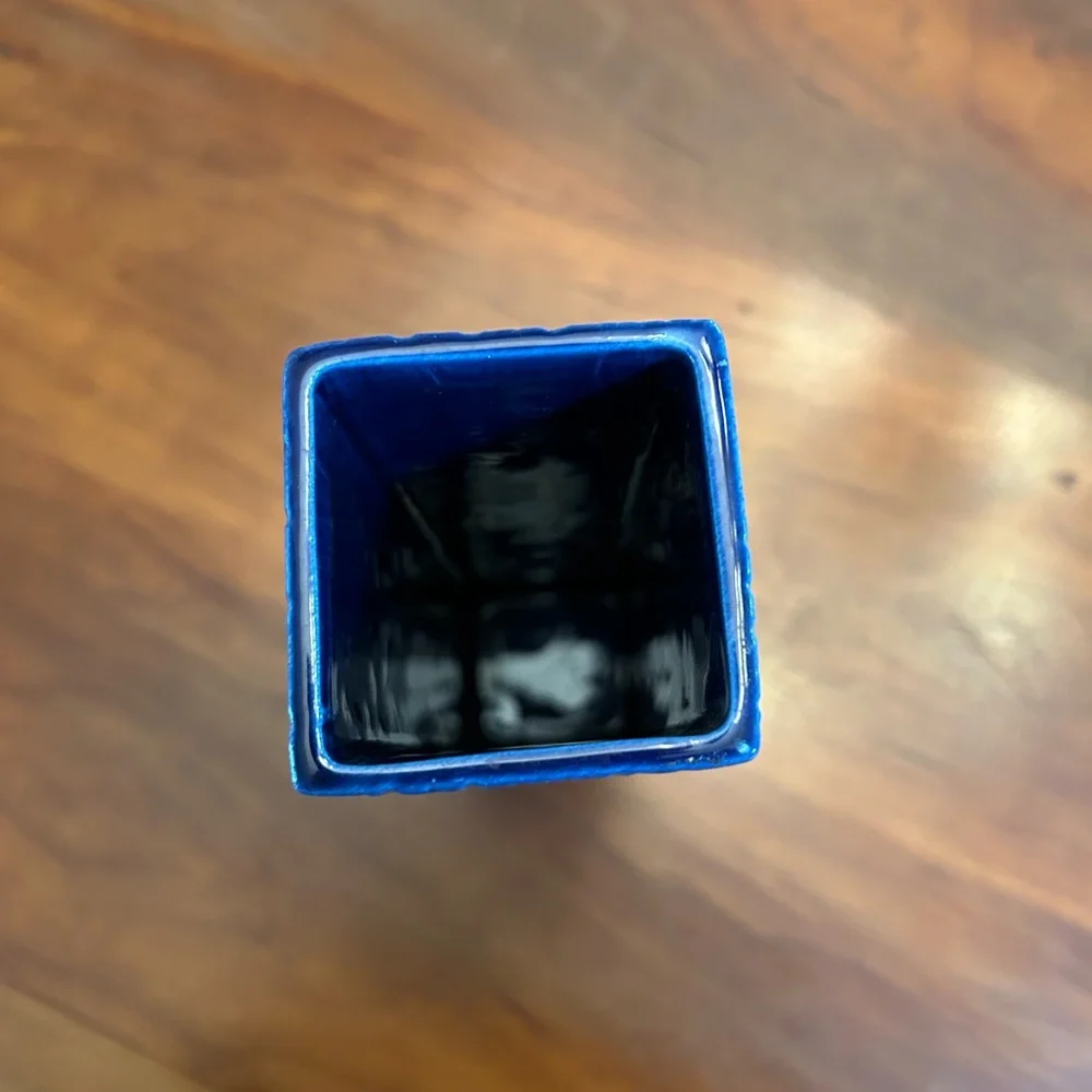 MCM Rossler Porzellan Switzerland Brutalist Cobalt Blue Textured Vase 1960’s